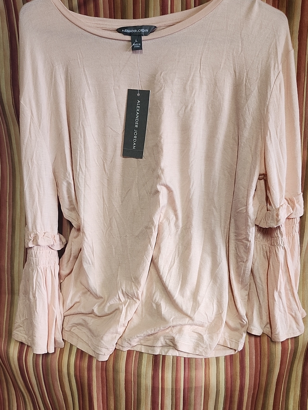 Alexander Jordan Women's Light Blush Ruffle-Sleeve Jersey Top